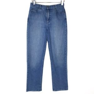 Vintage Indigo Palms Straight High Waist Mom Jeans